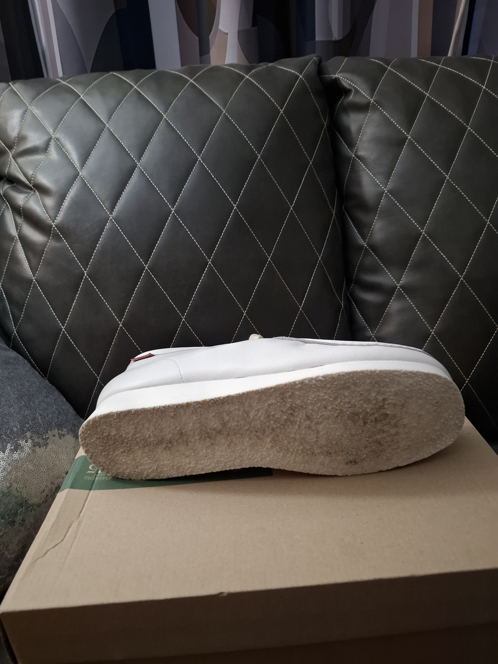 Clarks White Leather Slip-On Loafer with Crepe Sole